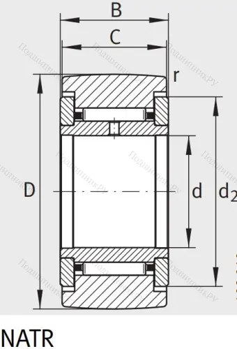 Игольчатый подшипник NATR 17 от производителя  INA