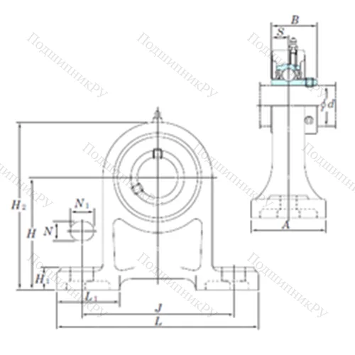 Подшипниковый узел шариковый радиальный UCPH 205-14