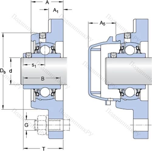 Фланцевые подшипниковые узлы типа Y (корпус типа Y-TECH, квадратный фланец, крепление стопорными винтами) FYWR 1.1/4 YTHR