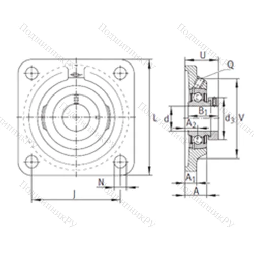 Подшипниковый узел шариковый радиальный PCF 30
