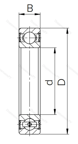 Шариковый однорядный подшипник 180222 (6222 2RS)