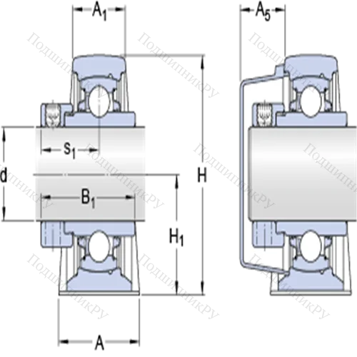 Стационарные подшипниковые узлы типа Y (литой корпус, крепление стопорными винтами) SY 25 WDW