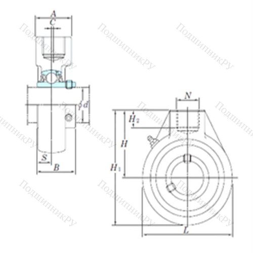 Подшипниковый узел шариковый радиальный UCHA 209-28