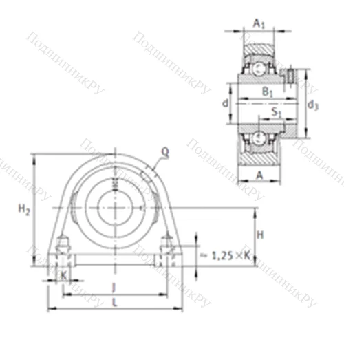Подшипниковый узел шариковый радиальный RSHE 50-N