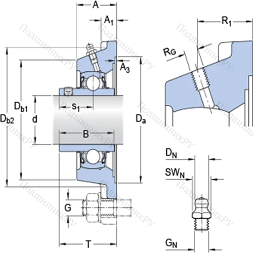 Фланцевые подшипниковые узлы типа Y (корпус типа Y-TECH, квадратный фланец, крепление стопорными винтами) FYJ 50 TF