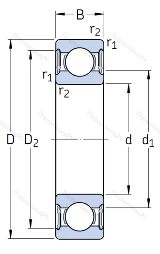 Однорядный шариковый подшипник 6312 2RS 1 от производителя  SKF