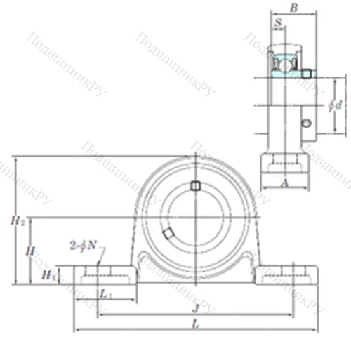 Подшипниковый узел шариковый радиальный USP 002S 6