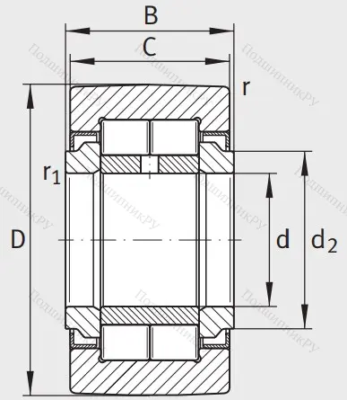 Игольчатый подшипник NUTR 50110 A от производителя  INA