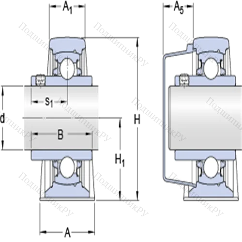 Стационарные подшипниковые узлы типа Y (литой корпус, крепление стопорными винтами) SY 35 TDW