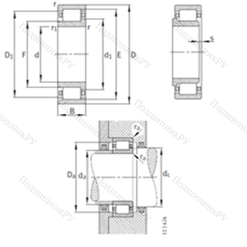 Подшипник роликовый радиальный NJ 340-E-M 1