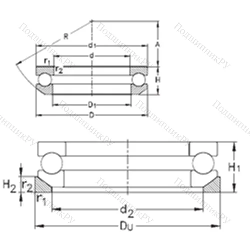 Подшипник шариковый упорный 53211+U 211