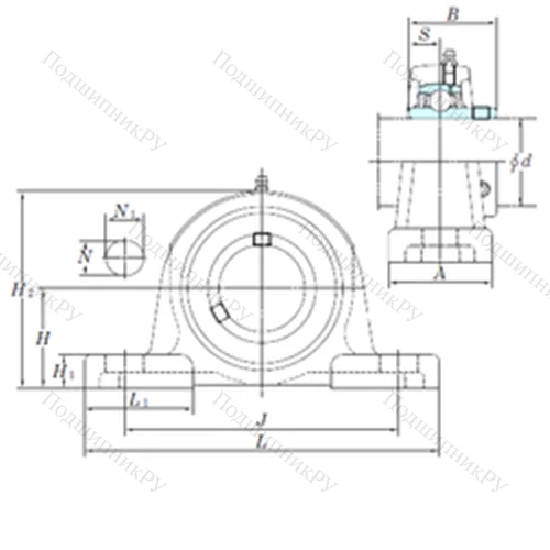 Подшипниковый узел шариковый радиальный UCPX 07-22