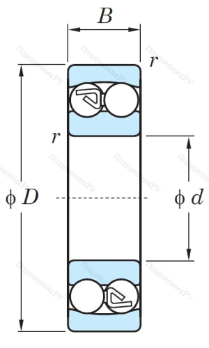 Двухрядный шариковый подшипник 1205 от производителя  KOYO
