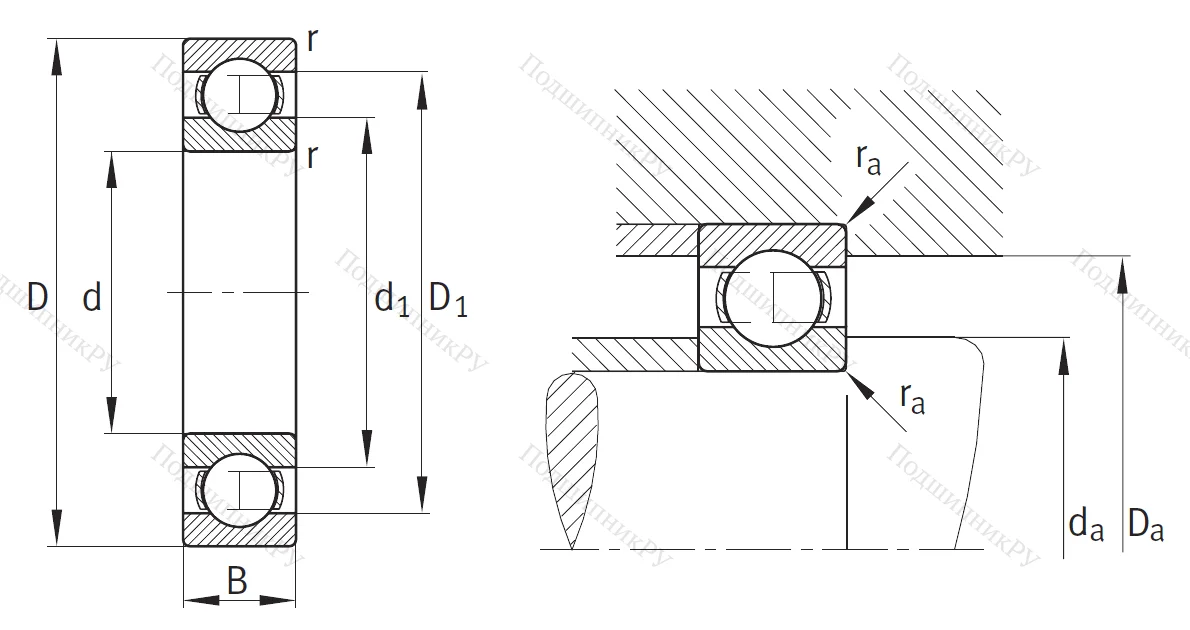 Однорядный шариковый подшипник
