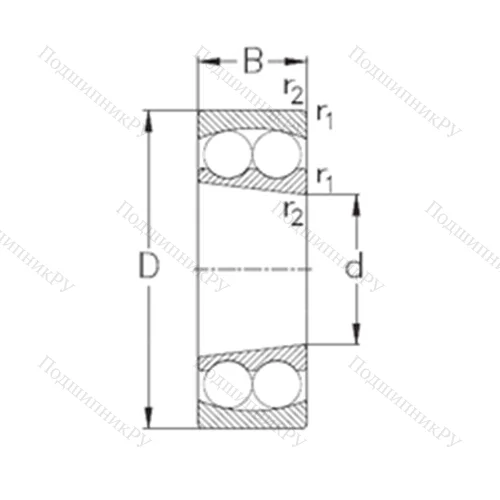Подшипник шариковый радиальный самоцентрирующийся 1208-K
