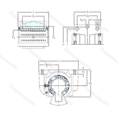 Подшипник шариковый линейный LUCF 40-2LS