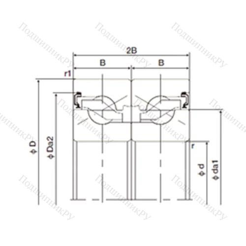 Подшипник шариковый упорно-радиальный спаренный 25TAB 06DB-2NK от производителя  NACHI