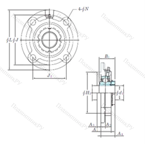 Подшипниковый узел шариковый радиальный UKFCX 11