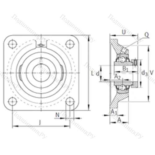 Подшипниковый узел шариковый радиальный RCJ 1/2