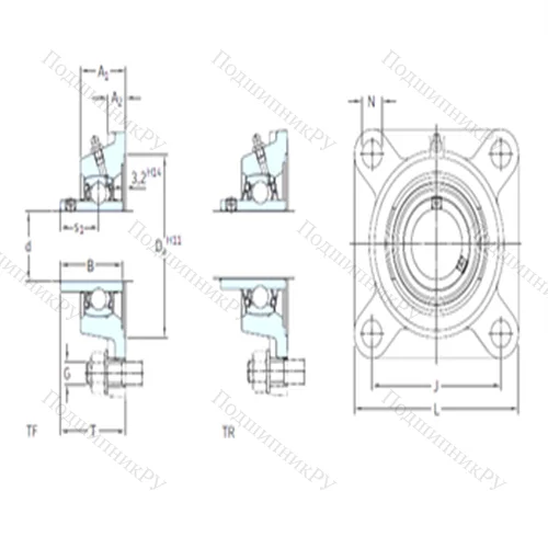 Подшипниковый узел шариковый радиальный FYJ 2.1/2 TF