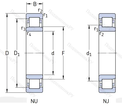 Роликовый цилиндрический подшипник NJ 2310 ECP/C 4VQ 015 от производителя  SKF