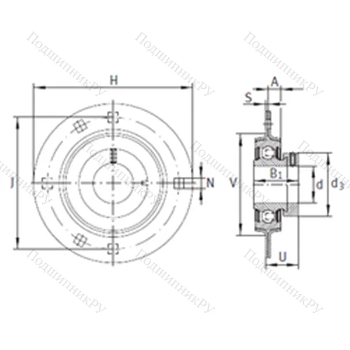 Подшипниковый узел шариковый радиальный RA 20