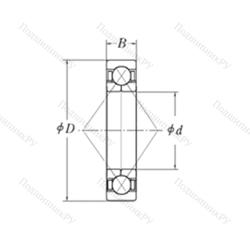 Подшипник шариковый радиально-упорный с четырёхточечным контактом QJM 1