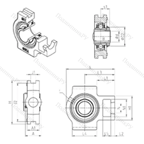 Подшипниковый узел шариковый радиальный UKT 306H