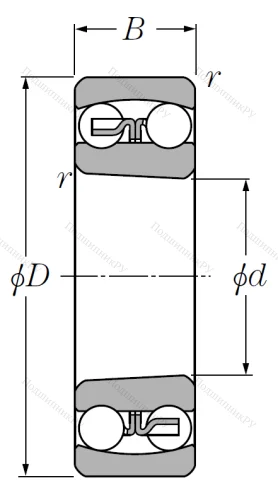 Двухрядный шариковый подшипник 1306 SK (1306 SK) от производителя  NTN
