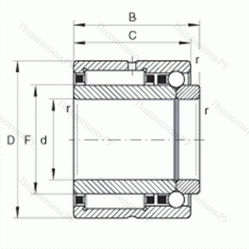 Шарикоподшипник радиально-упорный комбинированный с игольчатыми роликами NKIB 5912